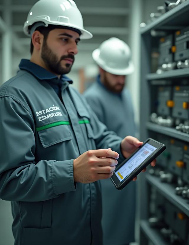 Técnico inspeccionando infraestructura de Estación Esmeralda